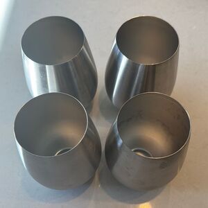 Finedine wine stemless wine 18/8 Set of Four Silver stainless Tumblers, Travel!
